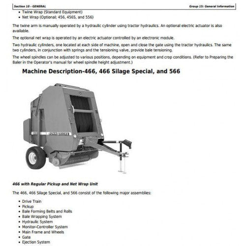 John Deere 446, 456, 456S, 546, 556, 466, 466S, 566 Round Balers All Inclusive Service Repair Technical Manual Pdf - TM1767 2