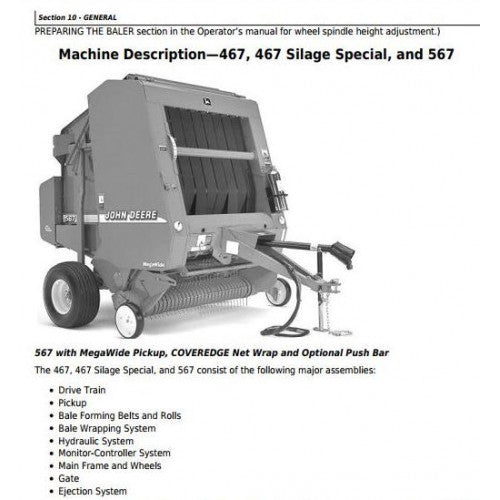 John Deere 447, 457, 467 Silage Special and 547, 557, 567 Round Balers Service Repair Technical Manual Pdf - TM1874 2