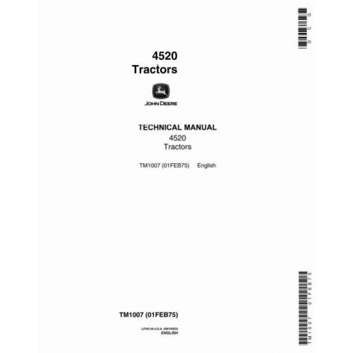 John Deere 4520 Tractor Service Repair Technical Manual Pdf - TM1007