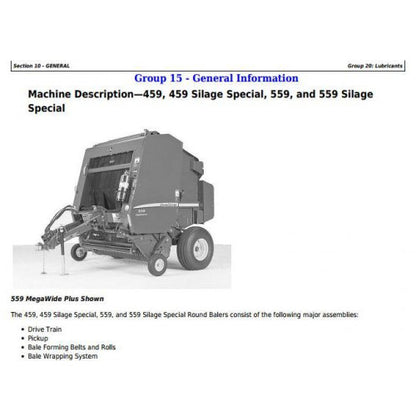 John Deere 459S, 559S Silage Special and 459, 559 Balers All Inclusive Service Repair Technical Manual Pdf TM121119 2