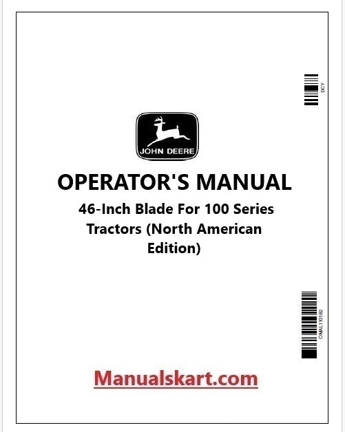 John Deere 46-Inch Blade For 100 Series Tractors Operator's Manual OMGX26404