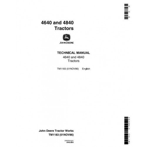 John Deere 4640, 4840 Tractor Service Repair Technical Manual Pdf - TM1183