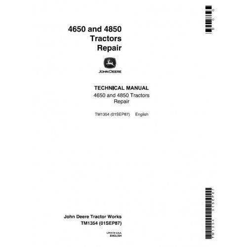 John Deere 4650, 4850 Tractor Service Repair Technical Manual Pdf - TM1354