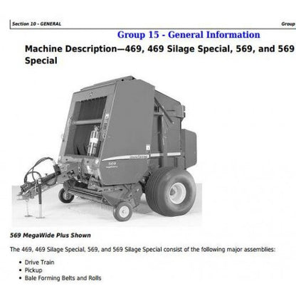 John Deere 469S, 569S Silage Special and 469, 56 Balers All Inclusive Service Repair Technical Manual Pdf TM121219 2