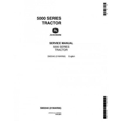 John Deere 5010, 5020 Tractor Service Repair Technical Manual Pdf - SM2040