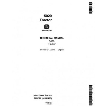 John Deere 5020 Row Crop Tractor Service Repair Technical Manual Pdf - TM1022 2