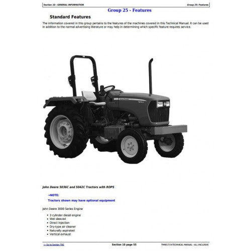 John Deere 5036C, 5042C All Inclusive Tractor Service Repair Technical Manual Pdf - TM901719