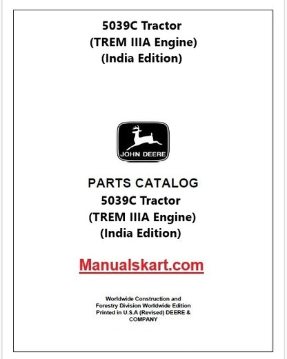 John Deere 5039C Tractor Pdf Parts Catalog Manual PC12252