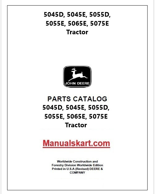 John Deere 5045D, 5045E, 5055D, 5055E, 5065E, 5075E Tractor Pdf Parts Catalog Manual PC4533