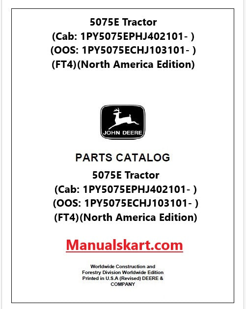 John Deere 5075E Tractor Pdf Parts Catalog Manual PC13111