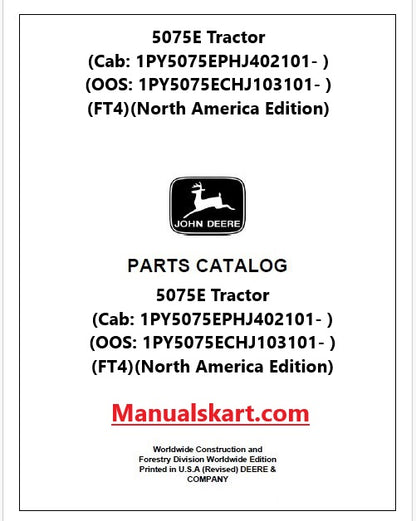 John Deere 5075E Tractor Pdf Parts Catalog Manual PC13111