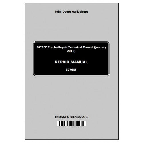 John Deere 5076EF Tractor Service Repair Technical Manual Pdf - TM607619