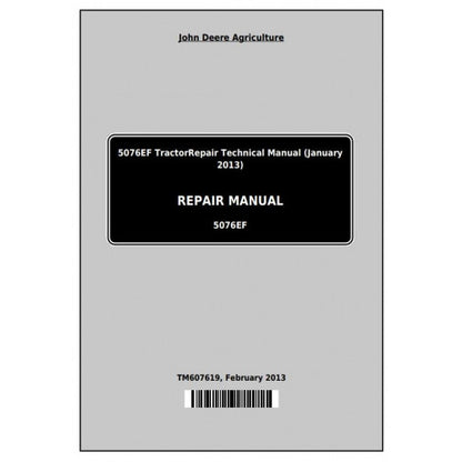 John Deere 5076EF Tractor Service Repair Technical Manual Pdf - TM607619