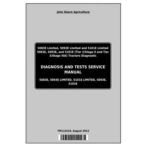 John Deere 5083E, 5093E, 5101E Tractor Diagnostic and Test Service Manual Pdf - TM112419