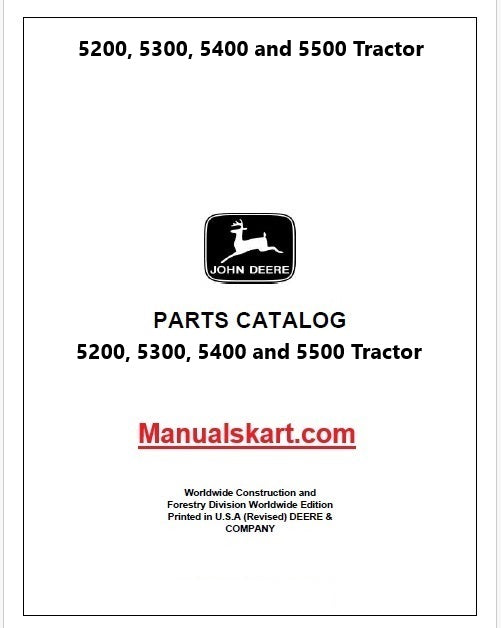 John Deere 5200, 5300, 5400 and 5500 Tractor Pdf Parts Catalog Manual PC2332