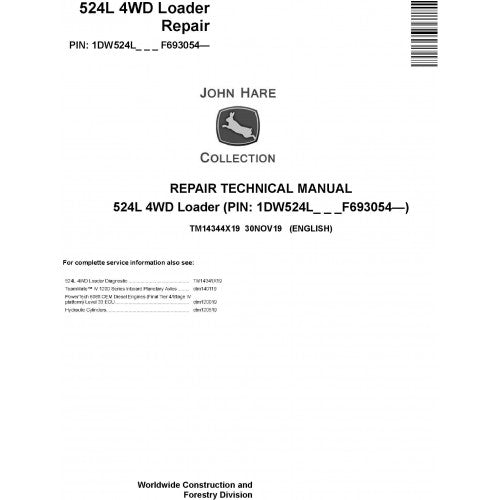 John Deere 524L 4WD Loader Pdf Repair Service Technical Manual TM14344X19 2