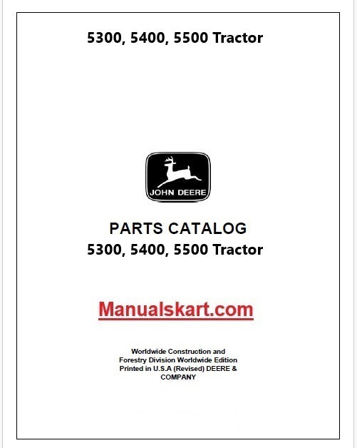 John Deere 5300, 5400, 5500 Tractor Pdf Parts Catalog Manual PC4275