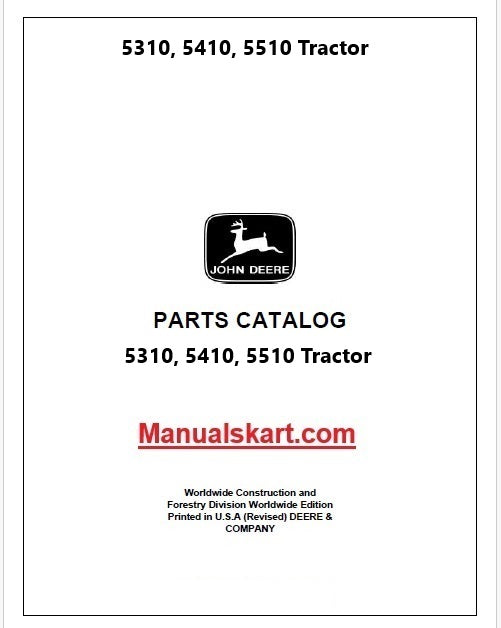 John Deere 5310, 5410, 5510 Tractor Pdf Parts Catalog Manual PC4380