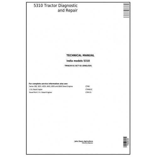 John Deere 5310 Tractor Service Repair Technical Manual Pdf - TM4639