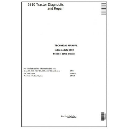 John Deere 5310 Tractor Service Repair Technical Manual Pdf - TM4639