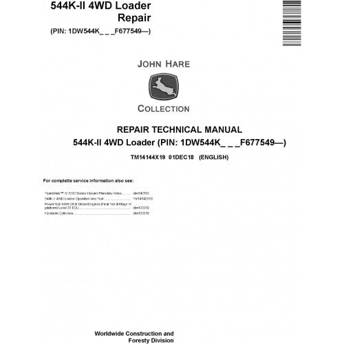 John Deere 544K-II 4WD Loader Pdf Repair Service Technical Manual TM14144X19 2