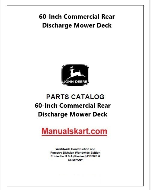 John Deere 60-Inch Commercial Rear Discharge Mower Deck Pdf Parts Catalog Manual PC9579