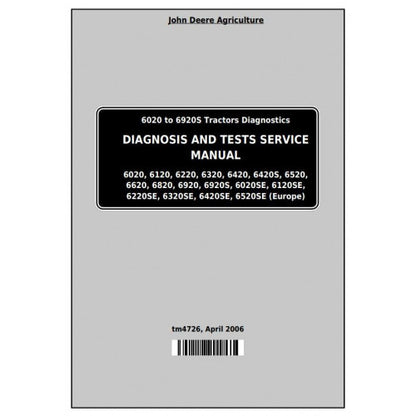 John Deere 6020, 6120, 6220, 6320, 6420, 6520, 6620, 6820, 6920 Tractor Diagnostic and Tests Service Manual Pdf - TM4726