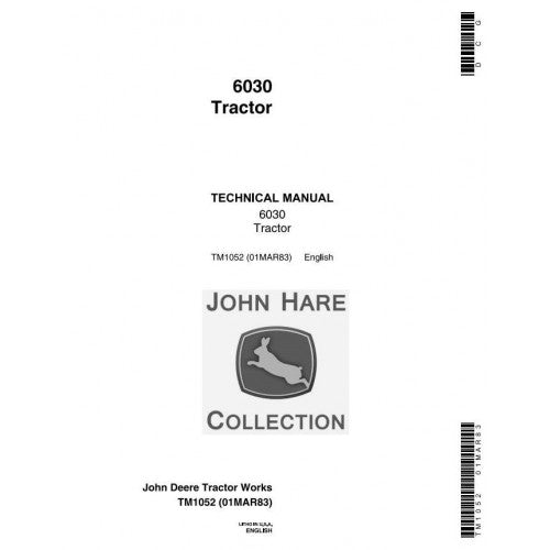 John Deere 6030 Row-Crop Tractor Service Repair Technical Manual Pdf - TM1052