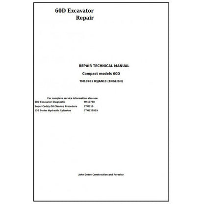 John Deere 60D Compact Excavator Pdf Service Repair Technical Manual - TM10761 2