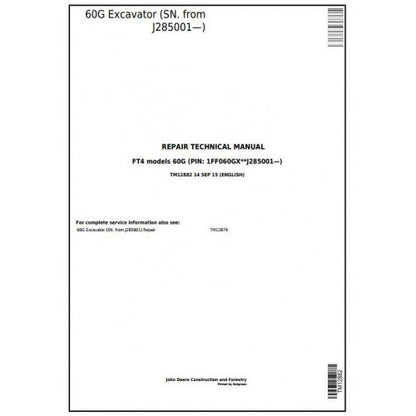 John Deere 60G Compact Excavator Service Repair Technical Manual - TM12882 2