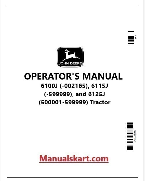 John Deere 6100J, 6115J and 6125J Tractor Operator's Manual OML221579