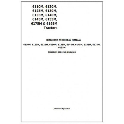 John Deere 6110M, 6120M, 6125M, 6130M, 6135M, 6140M, 6145M, 6155M, 6175M, 6195M Tractor Diagnostic and Tests Service Manual Pdf - TM408419