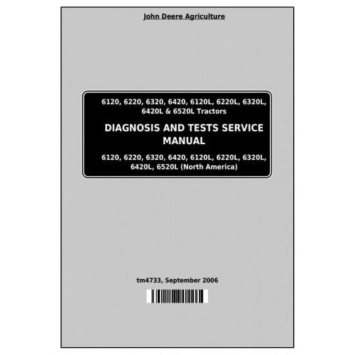 John Deere 6120, 6220, 6320, 6420, 6120L, 6220L, 6320L, 6420L, 6520L Tractor Diagnostic and Tests Service Manual Pdf - TM4733