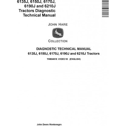 John Deere 6135J, 6150J, 6170J, 6190J, 6210J Tractor Diagnosis and Technical Service Manual Pdf - TM804819 2