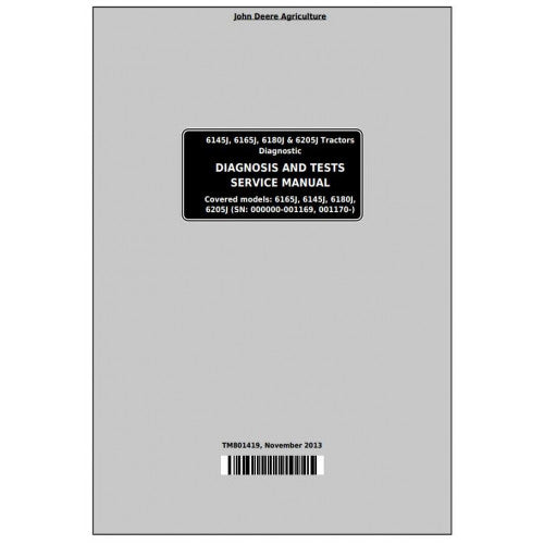 John Deere 6145J, 6165J, 6180J, 6205J Tractor Diagnostic and Tests Service Manual Pdf - TM801419