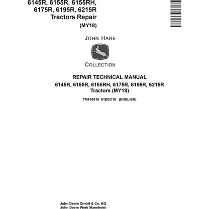 John Deere 6145R, 6155R, 6155RH, 6175R, 6195R, 6215R Tractor Service Repair Technical Manual Pdf - TM410519