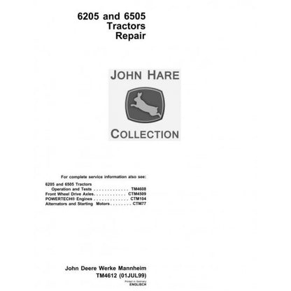 John Deere 6205, 6505 Tractor Service Repair Technical Manual Pdf - TM4612 2