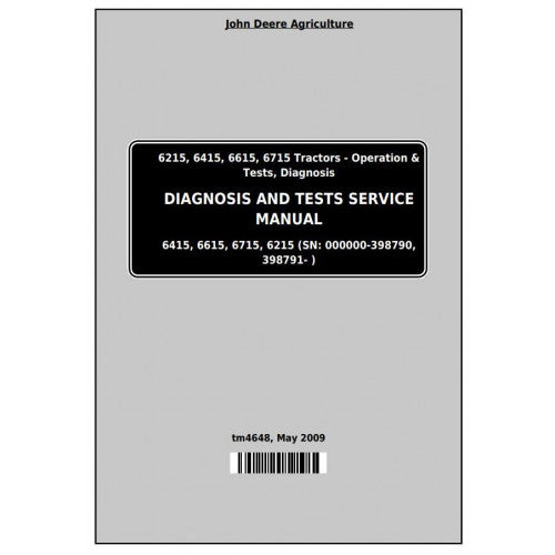 John Deere 6215, 6415, 6615, 6715 Tractor Diagnostic and Tests Service Manual Pdf - TM4648