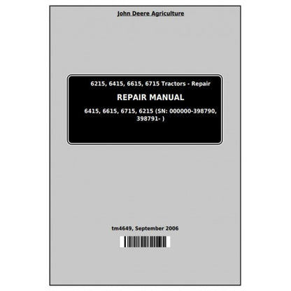 John Deere 6215, 6415, 6615, 6715 Tractor Service Repair Technical Manual Pdf - TM4649