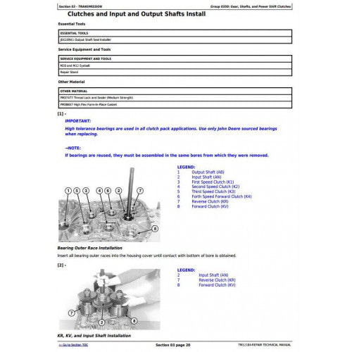 John Deere 624K 4WD Loader Pdf Repair Service Technical Manual TM12104