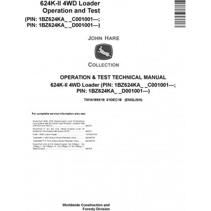 John Deere 624K-II 4WD Loader Diagnostic and Tests Service Manual Pdf - TM14199X19 2