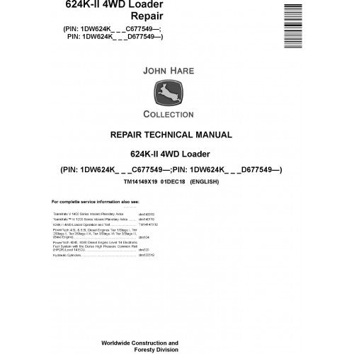 John Deere 624K-II 4WD Loader Pdf Repair Service Technical Manual TM14149X19 2