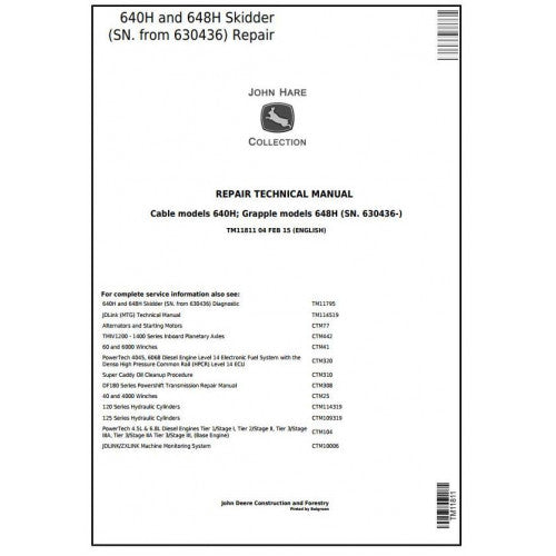 John Deere 640H And 648H Skidder Service Repair Technical Manual TM11811 2