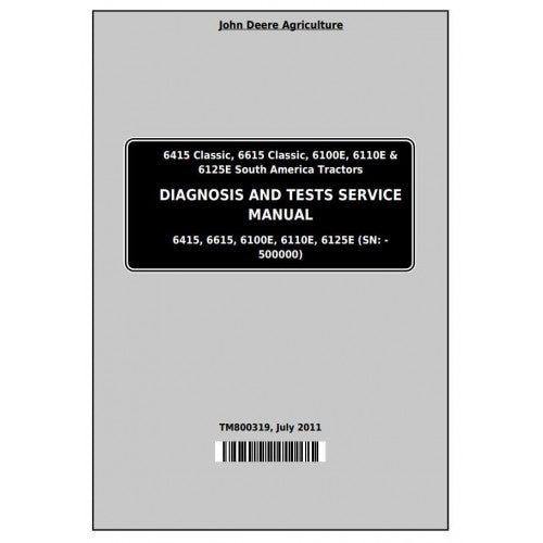 John Deere 6415, 6615, 6100E, 6110E, 6125E Tractor Diagnostic and Tests Service Manual Pdf - TM800319