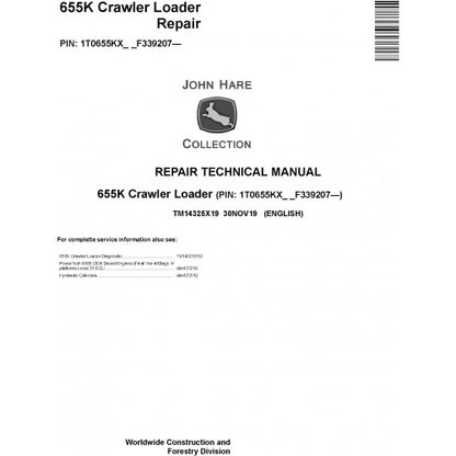 John Deere 655K Crawler Loader Pdf Repair Service Technical Manual TM14325X19 