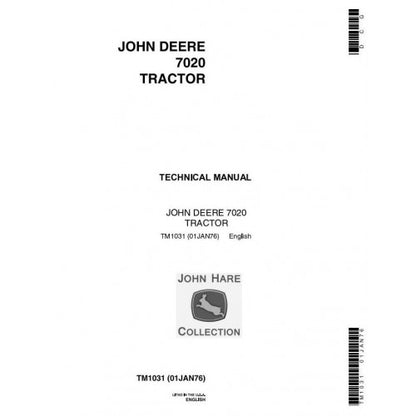 John Deere 7020 4WD Articulated Tractor Service Repair Technical Manual Pdf - TM1031