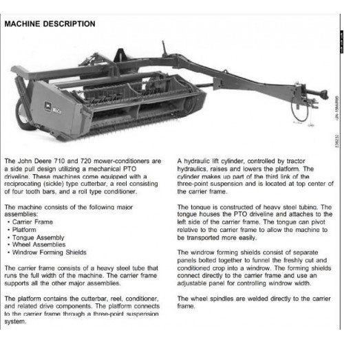 John Deere 710, 720 Mower-Conditioners Diagnostic and Repair Technical Manual Pdf - TM1619 2