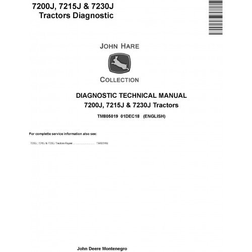 John Deere 7200J, 7215J and 7230J Tractor Diagnostic and Technical Manual Pdf - TM805019 2