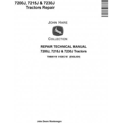 John Deere 7200J, 7215J and 7230J Tractor Service Repair Technical Manual Pdf - TM805119 2