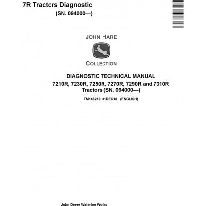 John Deere 7210R, 7230R, 7250R, 7270R, 7290R, 7310R Tractor Diagnostic and Technical Manual Pdf - TM146219 2